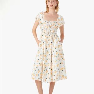 NWOT kate spade orange toss square neck midi dress